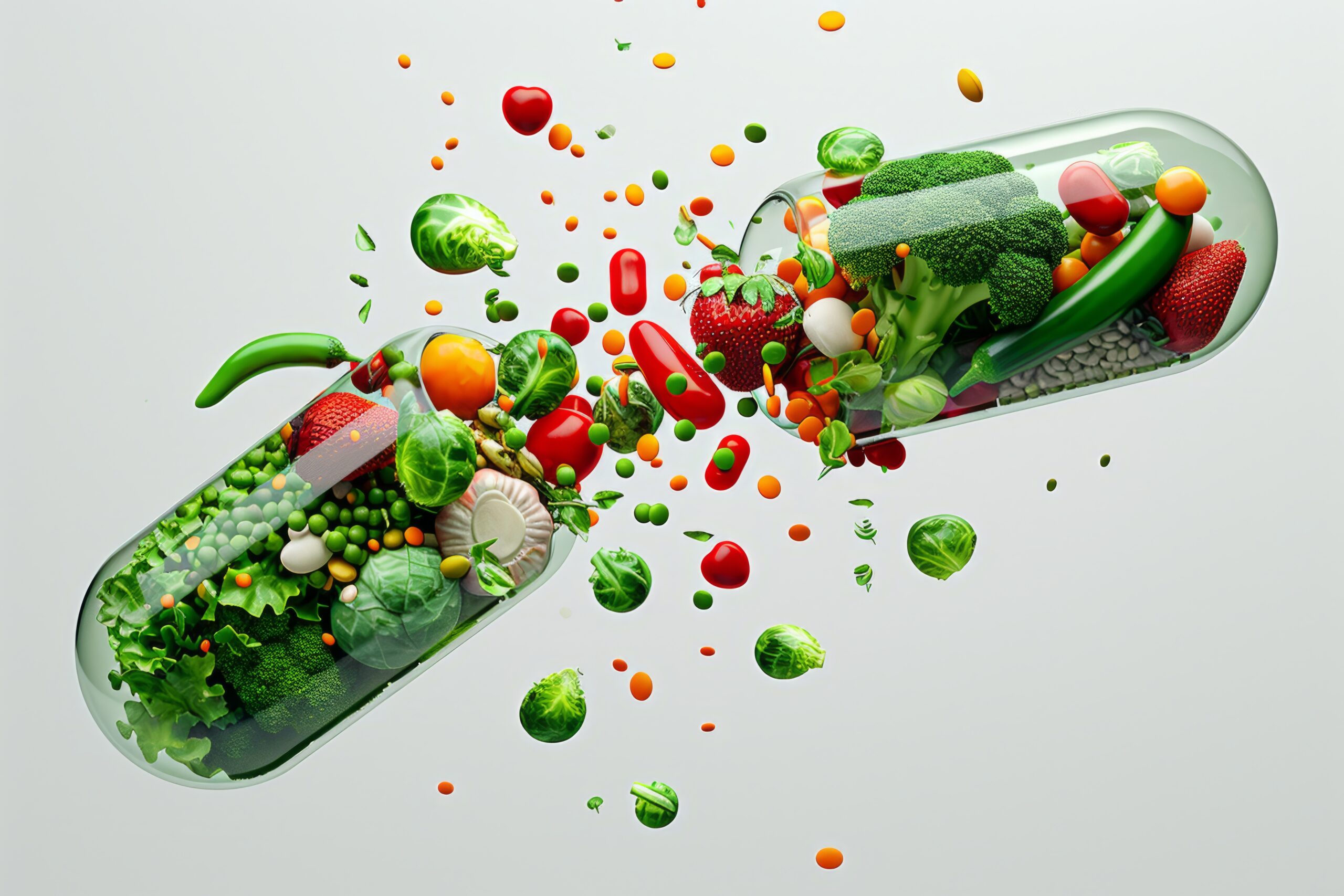 view healthy food incased pill shaped container scaled